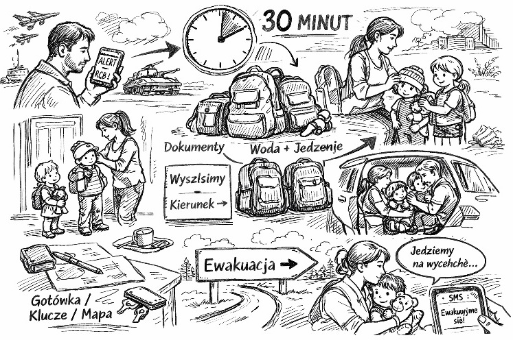 Ewakuacja rodziny z&nbsp;małymi dziećmi. Szybki plan, jeśli nie&nbsp;został przygotowany wcześniej.