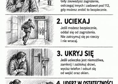Zasady postępowania w sytuacji wtargnięcia agresywnego, uzbrojonego napastnika.